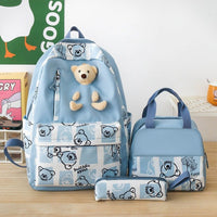 Cute Bear Lunch Box Three-piece Set for Elementary and Middle School Students - Women's Schoolbags Light Blue