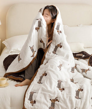Cute Cartoon Cloud Yarn Puff Quilt - Double - layered Gauze Quilt - Lusy Store LLC