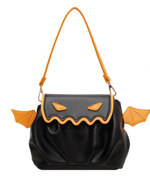 Cute Contrast Color Pleated Halloween Little Devil Pumpkin Cloud Bag - Lusy Store LLC