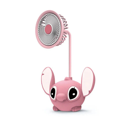 Cute Foldable LED Lilo & Stitch Desk Lamp with Pencil Sharpener - USB Rechargeable Small Book Light Mini Fan-02