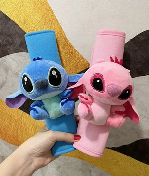 Cute Kawaii Stitch Angel Car Seat Belt Plush Shoulder Cover for Men and Women - Lusy Store LLC