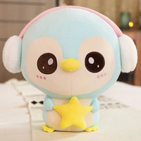 Cute Penguin Plush Doll with Headphones - 20-55CM Sky Blue 55CM