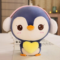 Cute Penguin Plush Doll with Headphones - 20-55CM Blue 20CM