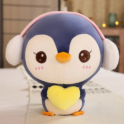Cute Penguin Plush Doll with Headphones - 20-55CM Blue 20CM