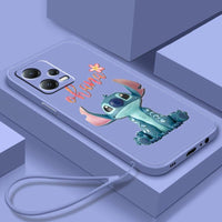 Cute Stitch Lilo Cartoon Liquid Rope Soft Phone Case for Xiaomi Redmi Note 13/12S/11T/10 Pro Plus A54TGry01