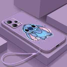 Cute Stitch Lilo Cartoon Liquid Rope Soft Phone Case for Xiaomi Redmi Note 13/12S/11T/10 Pro Plus