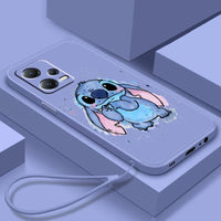 Cute Stitch Lilo Cartoon Liquid Rope Soft Phone Case for Xiaomi Redmi Note 13/12S/11T/10 Pro Plus A54TGry02