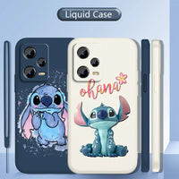 Cute Stitch Lilo Cartoon Liquid Rope Soft Phone Case for Xiaomi Redmi Note 13/12S/11T/10 Pro Plus