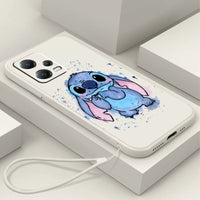 Cute Stitch Lilo Cartoon Liquid Rope Soft Phone Case for Xiaomi Redmi Note 13/12S/11T/10 Pro Plus A54TWhe02
