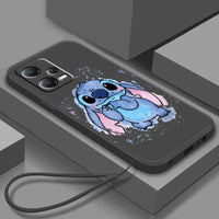 Cute Stitch Lilo Cartoon Liquid Rope Soft Phone Case for Xiaomi Redmi Note 13/12S/11T/10 Pro Plus A54Tblk02