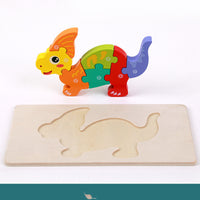 Lusy Store Wooden Montessori 3D Puzzle for Kids &ndash; Dinosaur Edition Wooden &amp; Pegged Puzzles