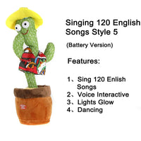 Dancing Cactus Plush Toy English Songs Style 5 12.59 x 4.72 x 4.72 Inch