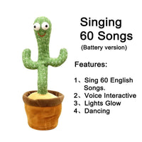 Dancing Cactus Plush Toy 60 English Songs 12.59 x 4.72 x 4.72 Inch