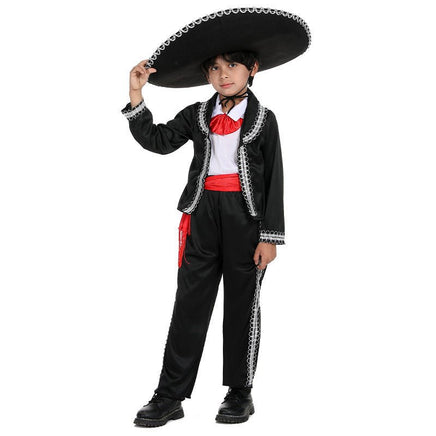 Day of the Dead Skeleton Costume for Halloween, Mexican Ethnic Outfit Mexican Boys Without Hat
