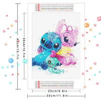 DIY 5D Diamond Embroidery Kit - Lilo And Stitch Cartoon PaintingFull Drill Round Mosaic
