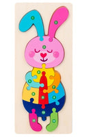 Children's Cartoon Number Animal Puzzle – Wooden 3D Fun Rabbit