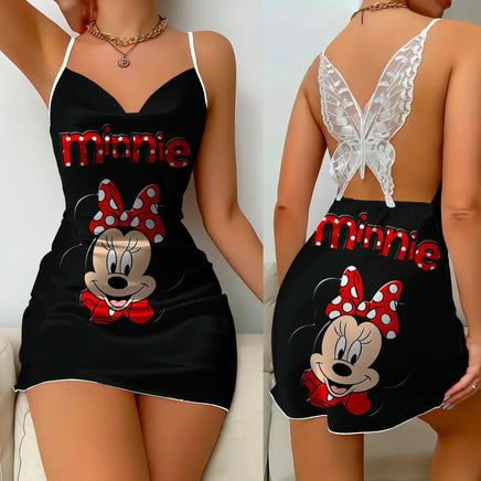 Elegant Dresses for Women Slip Dress Minnie Mouse Pajama Skirt Bowknot Mickey Womens Fashion 6