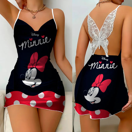 Elegant Dresses for Women Slip Dress Minnie Mouse Pajama Skirt Bowknot Mickey Womens Fashion 5