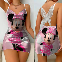 Elegant Dresses for Women Slip Dress Minnie Mouse Pajama Skirt Bowknot Mickey Womens Fashion 3