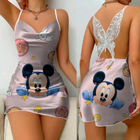 Elegant Dresses for Women Slip Dress Minnie Mouse Pajama Skirt Bowknot Mickey Womens Fashion 9