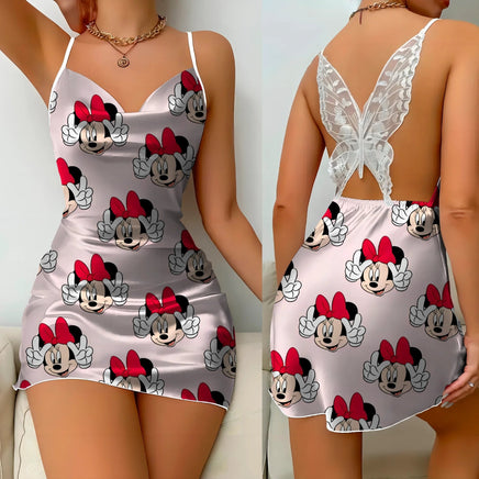 Elegant Dresses for Women Slip Dress Minnie Mouse Pajama Skirt Bowknot Mickey Womens Fashion 1