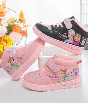 Elsa shoes - Frozen Elsa Anna girls sports sneakers - Plush cotton shoes - Lusy Store LLC