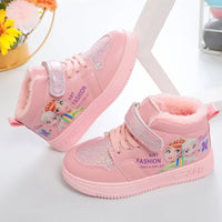 Elsa shoes - Frozen Elsa Anna girls sports sneakers - Plush cotton shoes - Lusy Store LLC