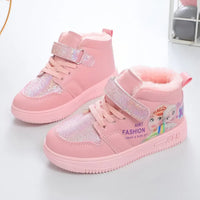 Elsa shoes - Frozen Elsa Anna girls sports sneakers - Plush cotton shoes - Lusy Store LLC