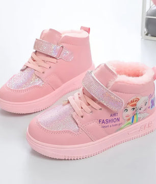 Elsa shoes - Frozen Elsa Anna girls sports sneakers - Plush cotton shoes - Lusy Store LLC