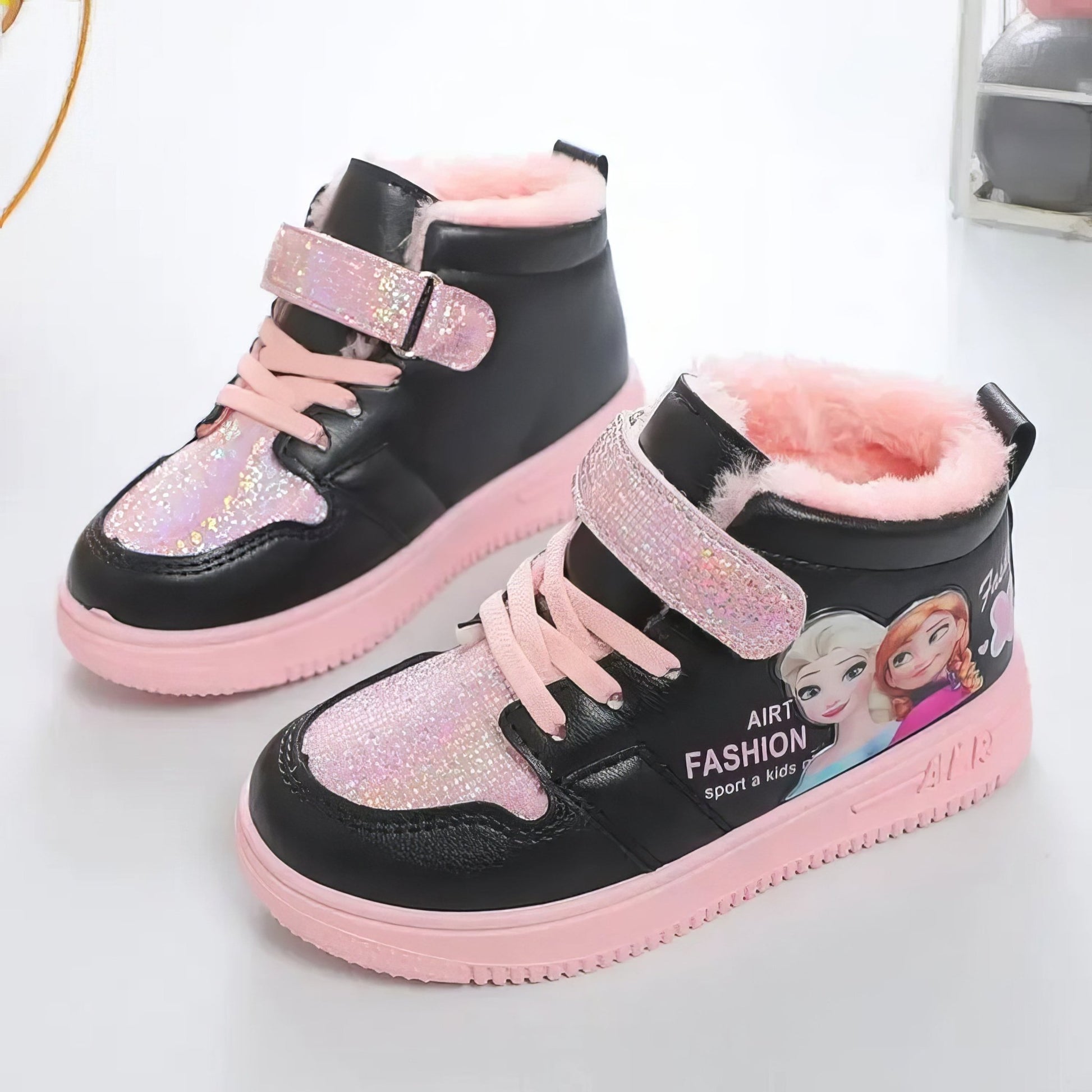 Elsa shoes - Frozen Elsa Anna girls sports sneakers - Plush cotton shoes - Lusy Store LLC
