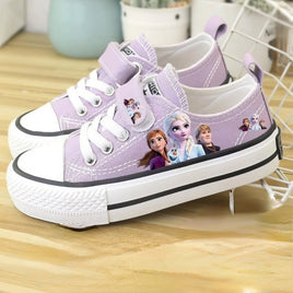 Elsa shoes - Summer children's shoes canvas Elsa Princess shoes - Low-top purple sneakers - Lusy Store LLC