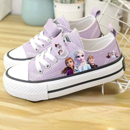 Elsa shoes - Summer children's shoes canvas Elsa Princess shoes - Low-top purple sneakers Purple A