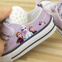 Elsa shoes - Summer children's shoes canvas Elsa Princess shoes - Low-top purple sneakers