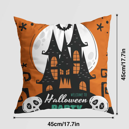 Enhance your Halloween decor with this adorable Pumpkin Castle Pillow Cover U001 Without Pillow Core 45x45cm
