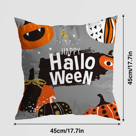 Enhance your Halloween decor with this adorable Pumpkin Castle Pillow Cover A001 Without Pillow Core 45x45cm