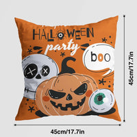 Enhance your Halloween decor with this adorable Pumpkin Castle Pillow Cover T001 Without Pillow Core 45x45cm