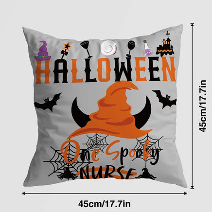 Enhance your Halloween decor with this adorable Pumpkin Castle Pillow Cover M001 Without Pillow Core 45x45cm