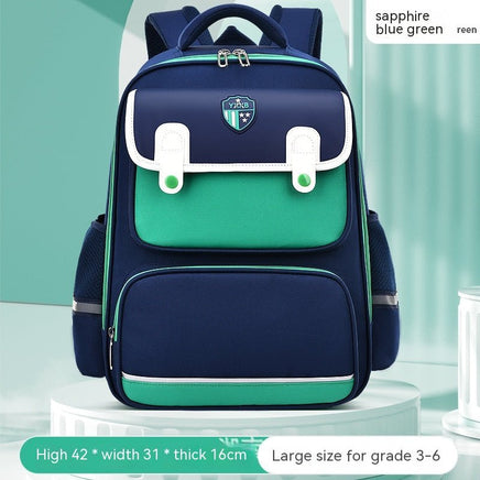 Ergonomic 3D Spine Protection Schoolbag for Grade 1-3-6 Primary School Students, Reducing Burden Bule and Green Big