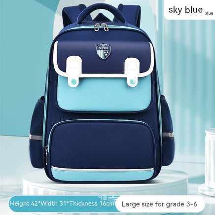 Ergonomic 3D Spine Protection Schoolbag for Grade 1-3-6 Primary School Students, Reducing Burden Blue Big