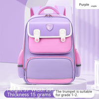 Ergonomic 3D Spine Protection Schoolbag for Grade 1-3-6 Primary School Students, Reducing Burden Purple and Pink Small