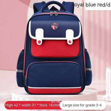 Ergonomic 3D Spine Protection Schoolbag for Grade 1-3-6 Primary School Students, Reducing Burden Blue and Red Big