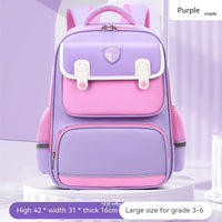 Ergonomic 3D Spine Protection Schoolbag for Grade 1-3-6 Primary School Students, Reducing Burden Purple and Pink Big
