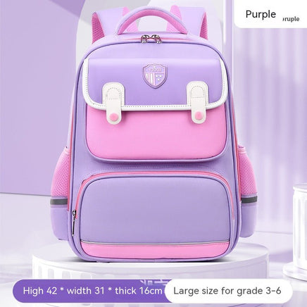 Ergonomic 3D Spine Protection Schoolbag for Grade 1-3-6 Primary School Students, Reducing Burden Purple and Pink Big