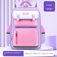 Ergonomic Schoolbag for Primary School Students for Spine Protection Purple Large Size