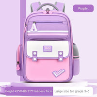 Ergonomic Student Backpack with Waist and Spine Protection for Burden Reduction Purple Large Size