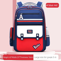 Ergonomic Student Backpack with Waist and Spine Protection for Burden Reduction Sapphire Blue Redlarge Size