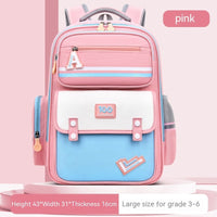 Ergonomic Student Backpack with Waist and Spine Protection for Burden Reduction Pink Large Sized