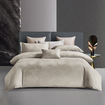 European High-end Cotton Tribute Silk Jacquard Four-piece Set Green Water Green Mountain