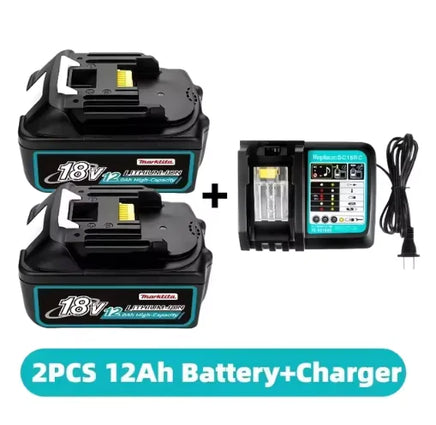 Original Li-Ion Battery – 18V, Available in 6.0Ah, 8.0Ah, 12.0Ah DC18RC Charger 12Ahx2-chargerx1