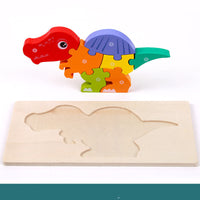 Lusy Store Wooden Montessori 3D Puzzle for Kids &ndash; Dinosaur Edition Wooden &amp; Pegged Puzzles